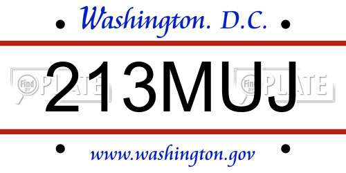 213MUJ District Of Columbia License Plate