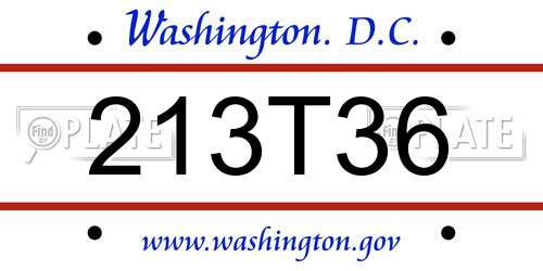 213T36 District Of Columbia License Plate