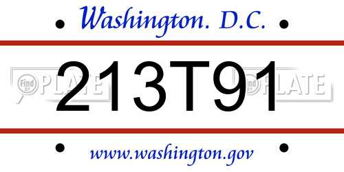 213T91 District Of Columbia License Plate