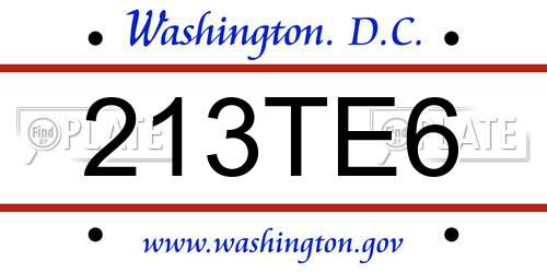 213TE6 District Of Columbia License Plate