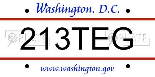 213TEG District Of Columbia License Plate