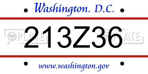 213Z36 District Of Columbia License Plate