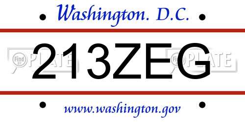 213ZEG District Of Columbia License Plate
