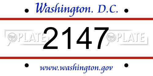 2147 District Of Columbia License Plate