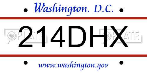 214DHX District Of Columbia License Plate