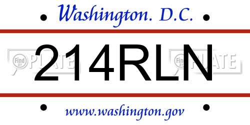 214RLN District Of Columbia License Plate
