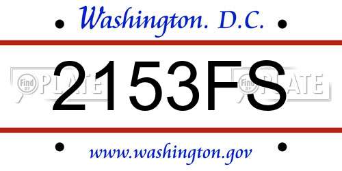 2153FS District Of Columbia License Plate