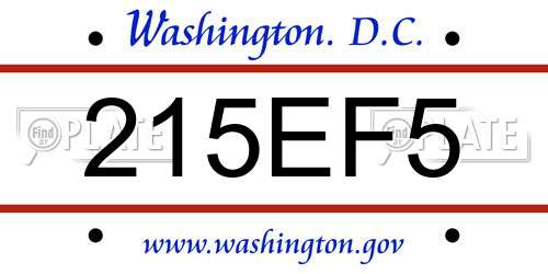 215EF5 District Of Columbia License Plate