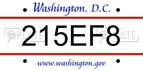 215EF8 District Of Columbia License Plate