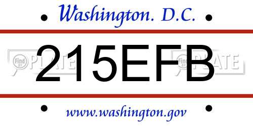 215EFB District Of Columbia License Plate