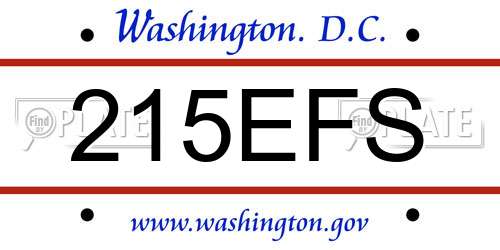 215EFS District Of Columbia License Plate