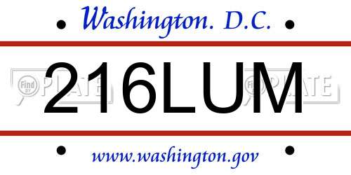 216LUM District Of Columbia License Plate