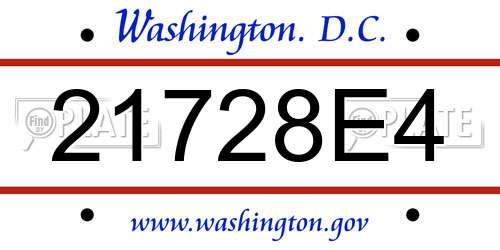 21728E4 District Of Columbia License Plate