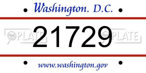 21729 District Of Columbia License Plate