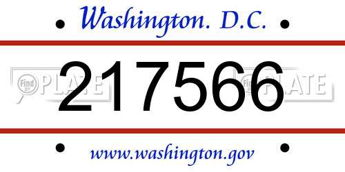 217566 District Of Columbia License Plate