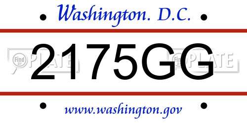 2175GG District Of Columbia License Plate