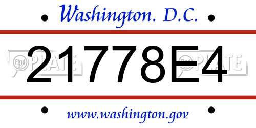21778E4 District Of Columbia License Plate