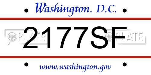 2177SF District Of Columbia License Plate