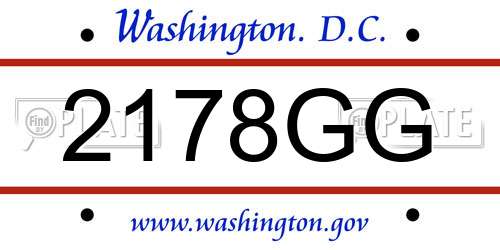 2178GG District Of Columbia License Plate