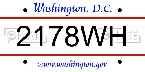 2178WH District Of Columbia License Plate