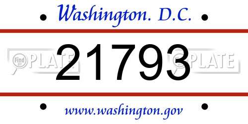 21793 District Of Columbia License Plate