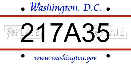 217A35 District Of Columbia License Plate