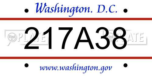217A38 District Of Columbia License Plate