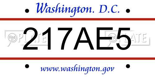 217AE5 District Of Columbia License Plate