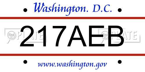 217AEB District Of Columbia License Plate