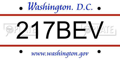 217BEV District Of Columbia License Plate