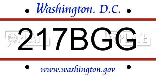 217BGG District Of Columbia License Plate