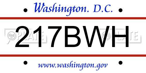 217BWH District Of Columbia License Plate