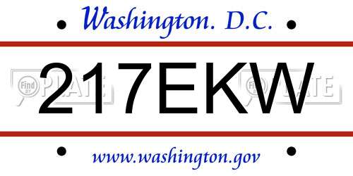 217EKW District Of Columbia License Plate