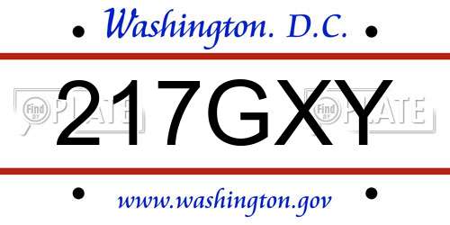 217GXY District Of Columbia License Plate
