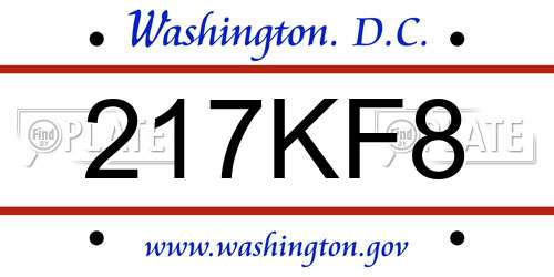 217KF8 District Of Columbia License Plate