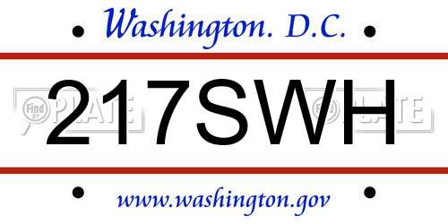 217SWH District Of Columbia License Plate