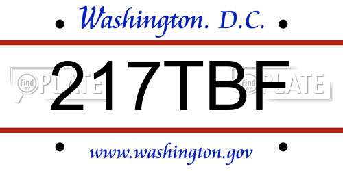 217TBF District Of Columbia License Plate