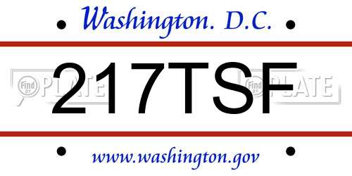 217TSF District Of Columbia License Plate