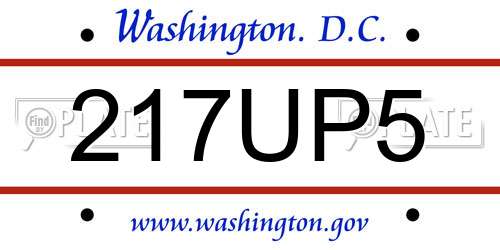 217UP5 District Of Columbia License Plate