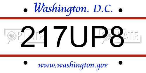 217UP8 District Of Columbia License Plate