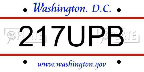 217UPB District Of Columbia License Plate
