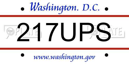 217UPS District Of Columbia License Plate