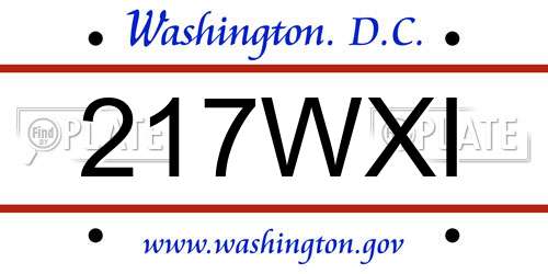 217WXI District Of Columbia License Plate