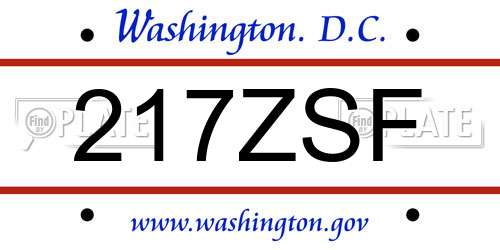 217ZSF District Of Columbia License Plate