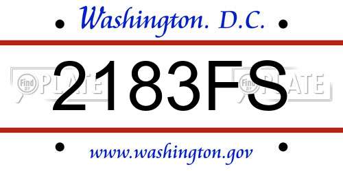 2183FS District Of Columbia License Plate