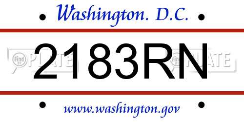 2183RN District Of Columbia License Plate