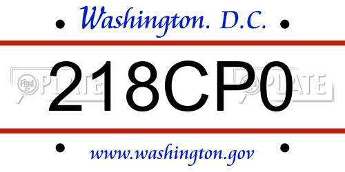 218CP0 District Of Columbia License Plate