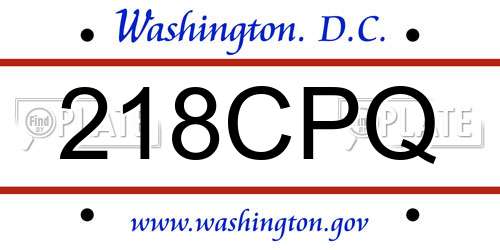 218CPQ District Of Columbia License Plate