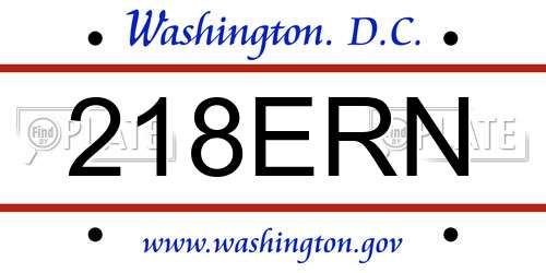 218ERN District Of Columbia License Plate