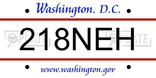 218NEH District Of Columbia License Plate